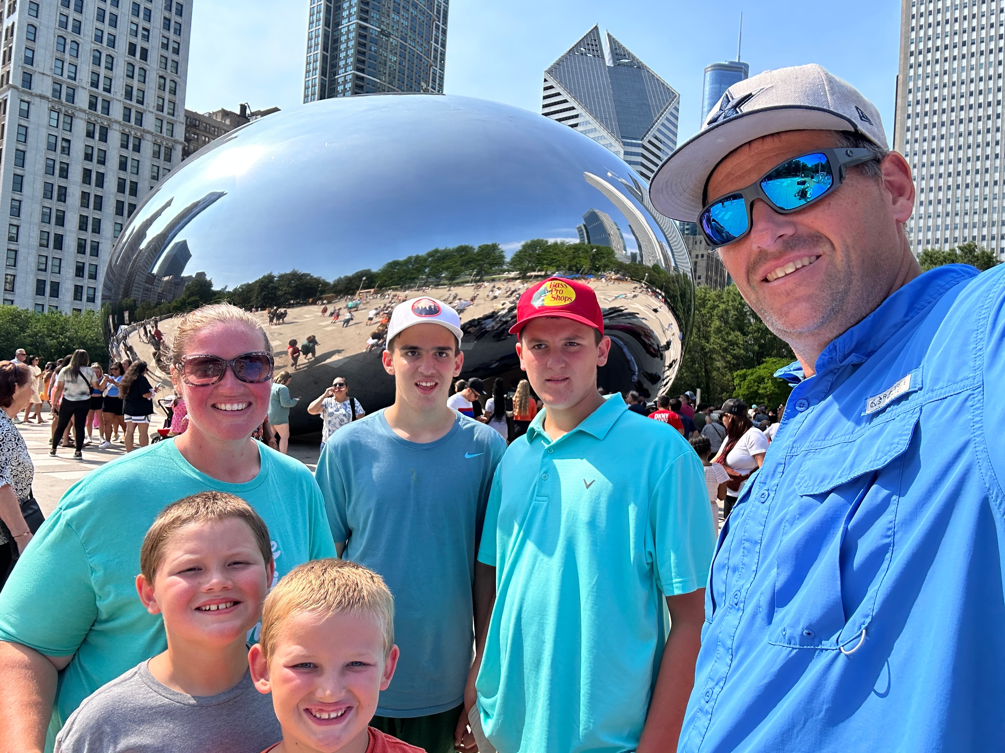 Family at Cloud Gate in Chicago